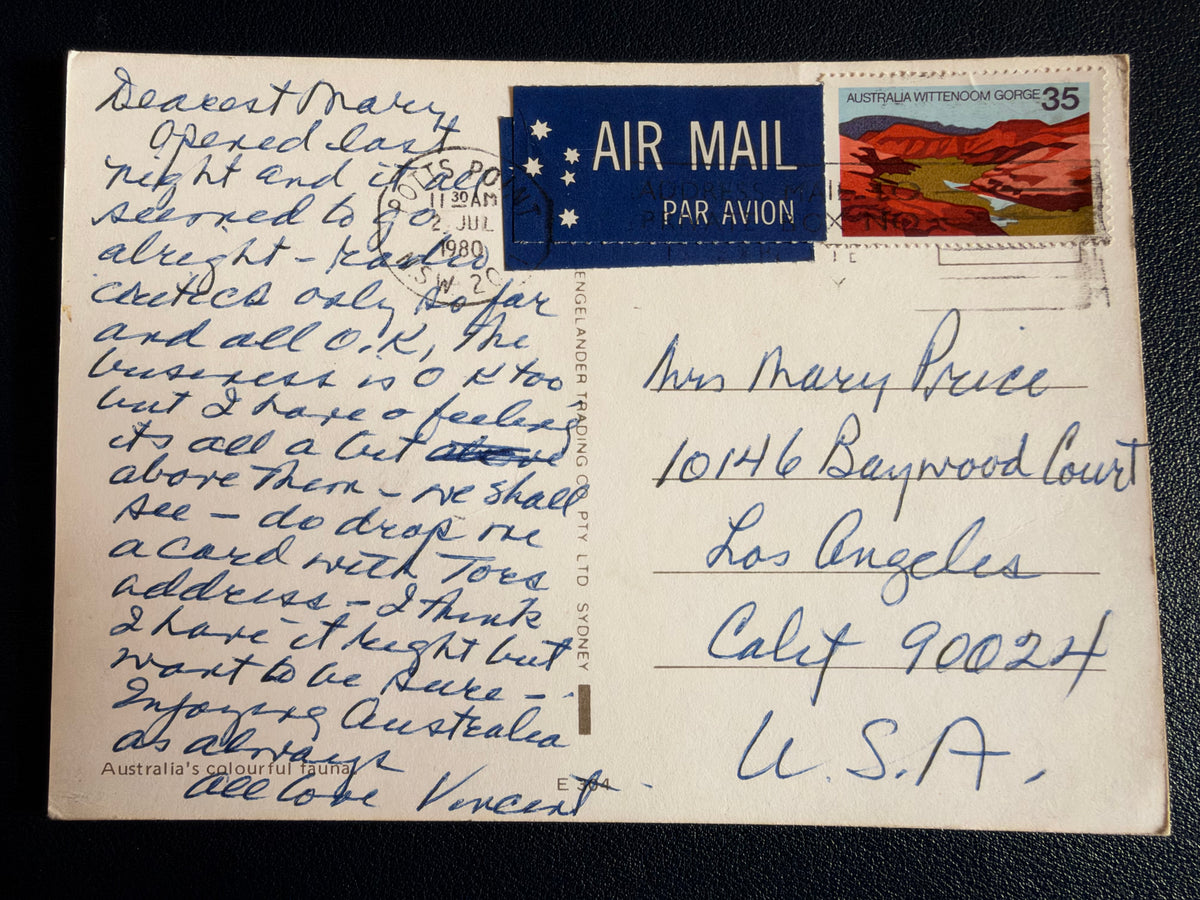 Postcard from Vincent: Australia 1980