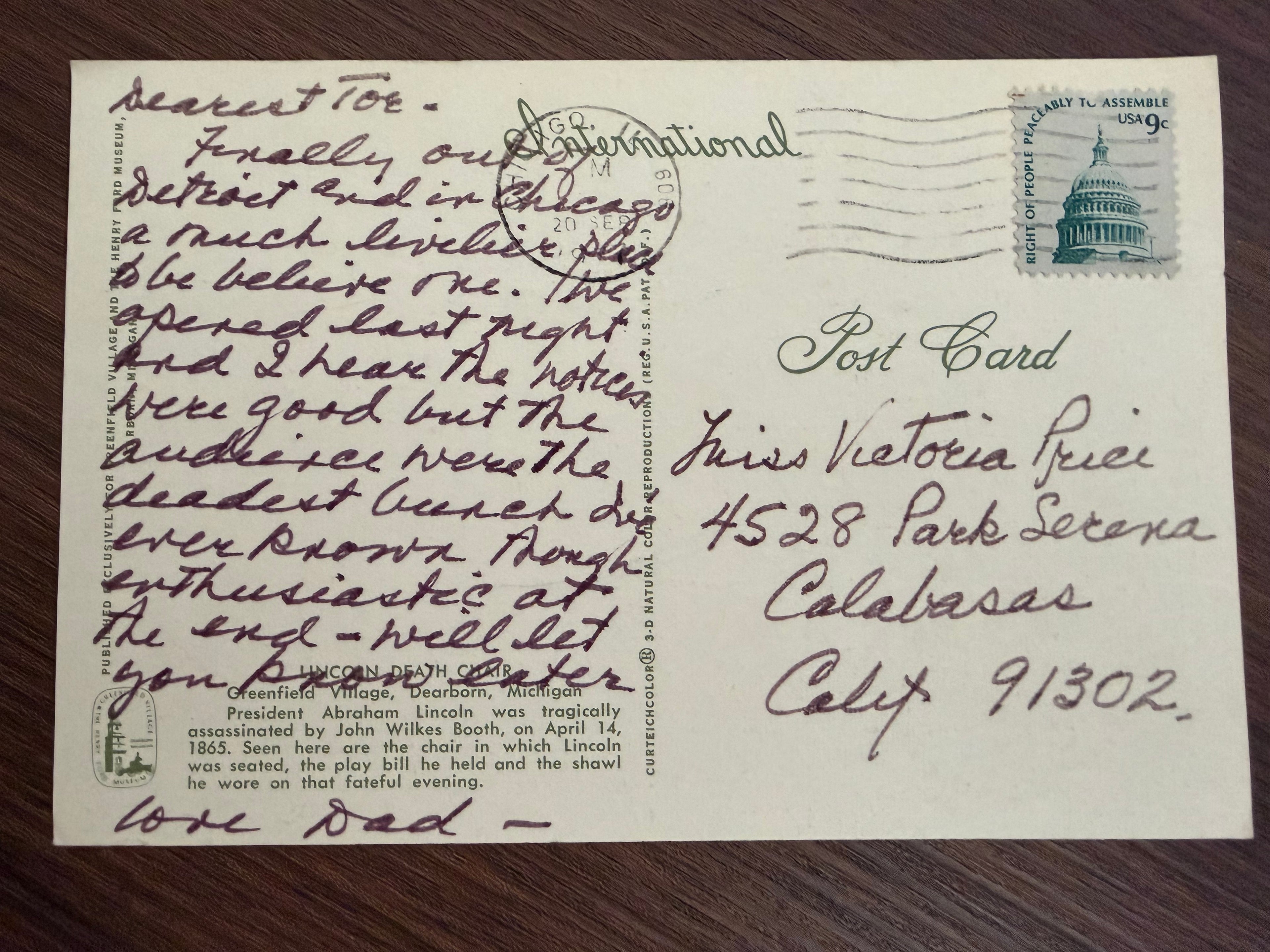 Postcard from Vincent: Michigan 1970s