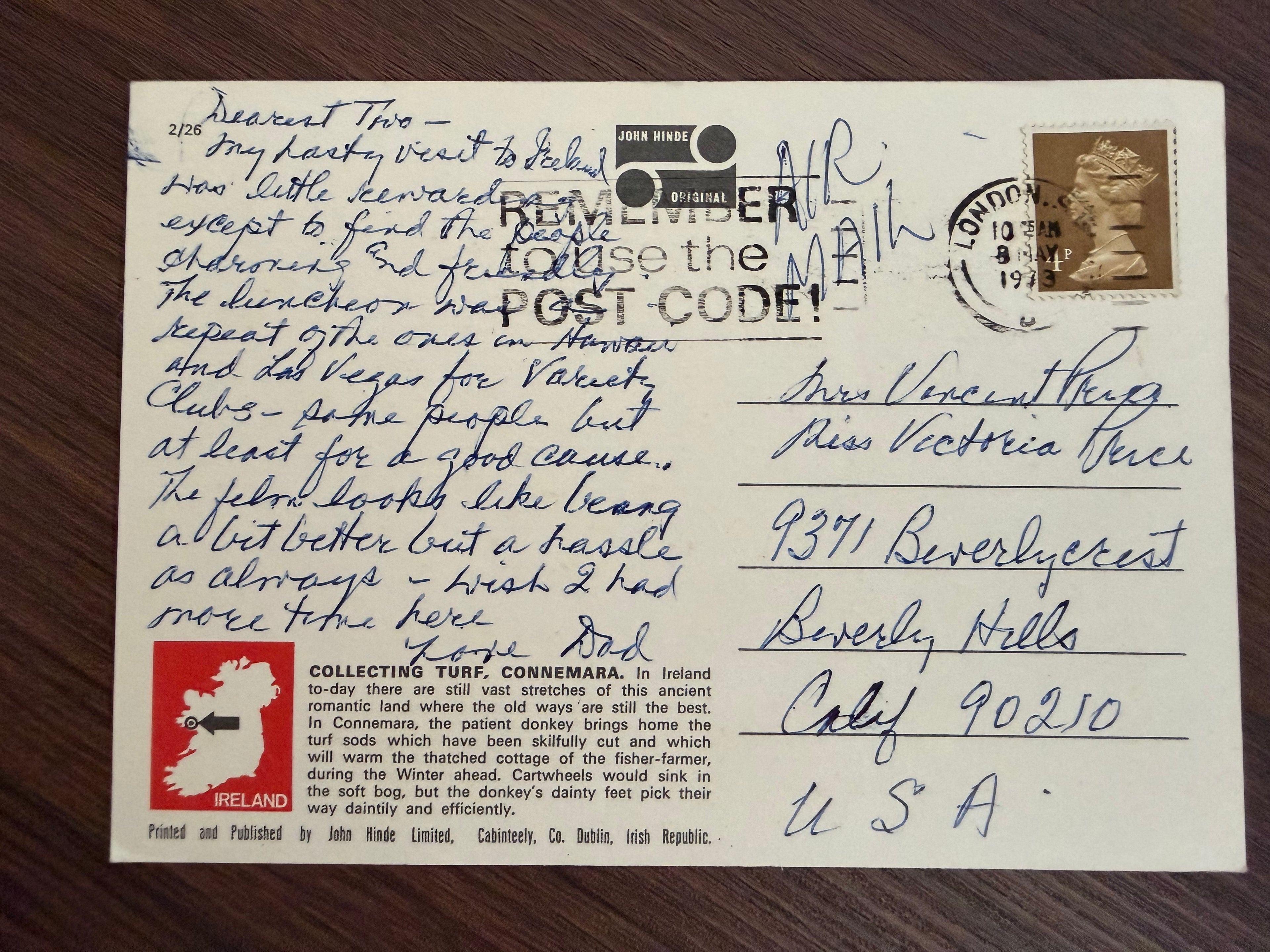 Postcard from Vincent: Ireland 1973