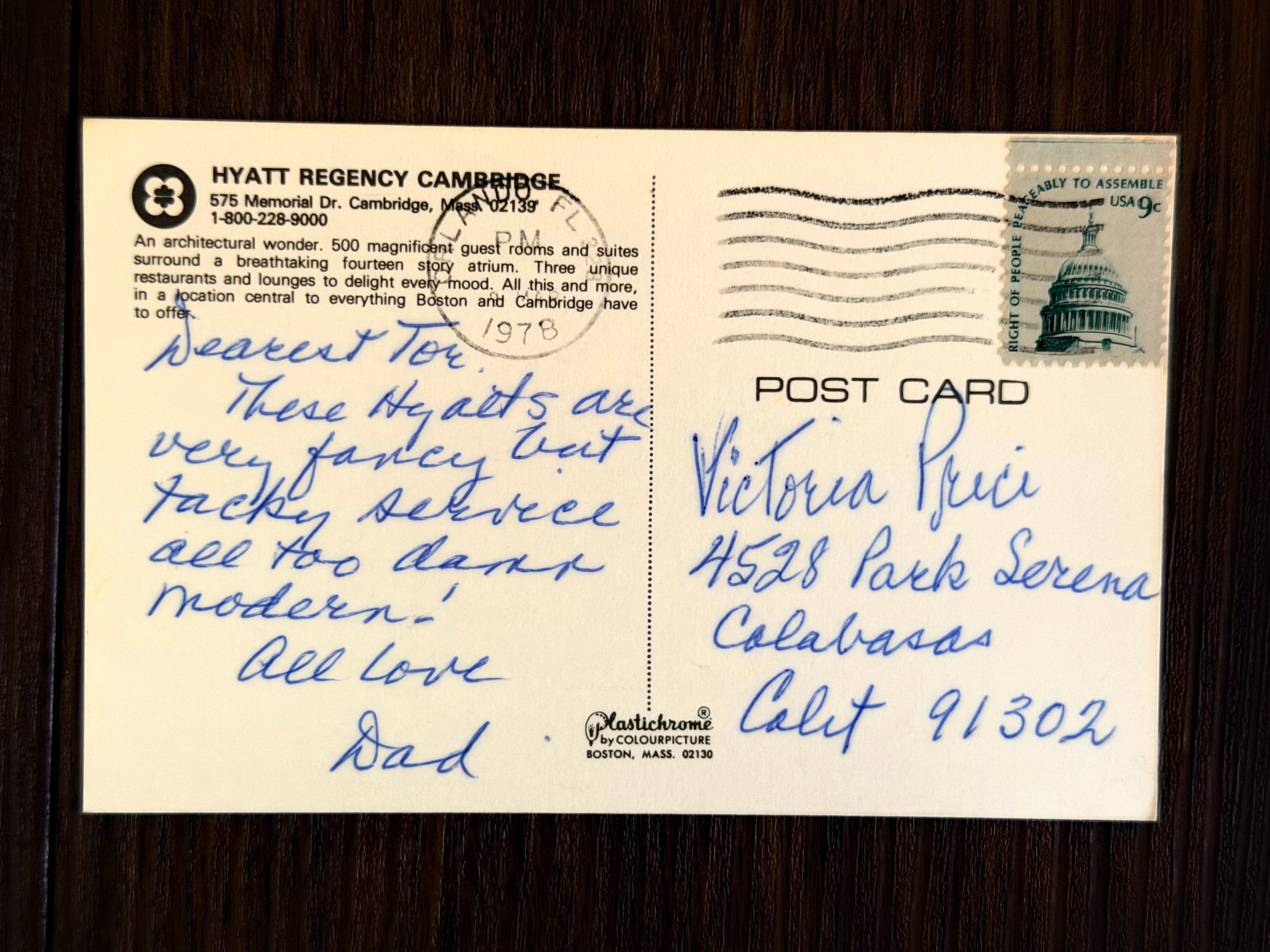 Postcard from Vincent: Cambridge MA 1977