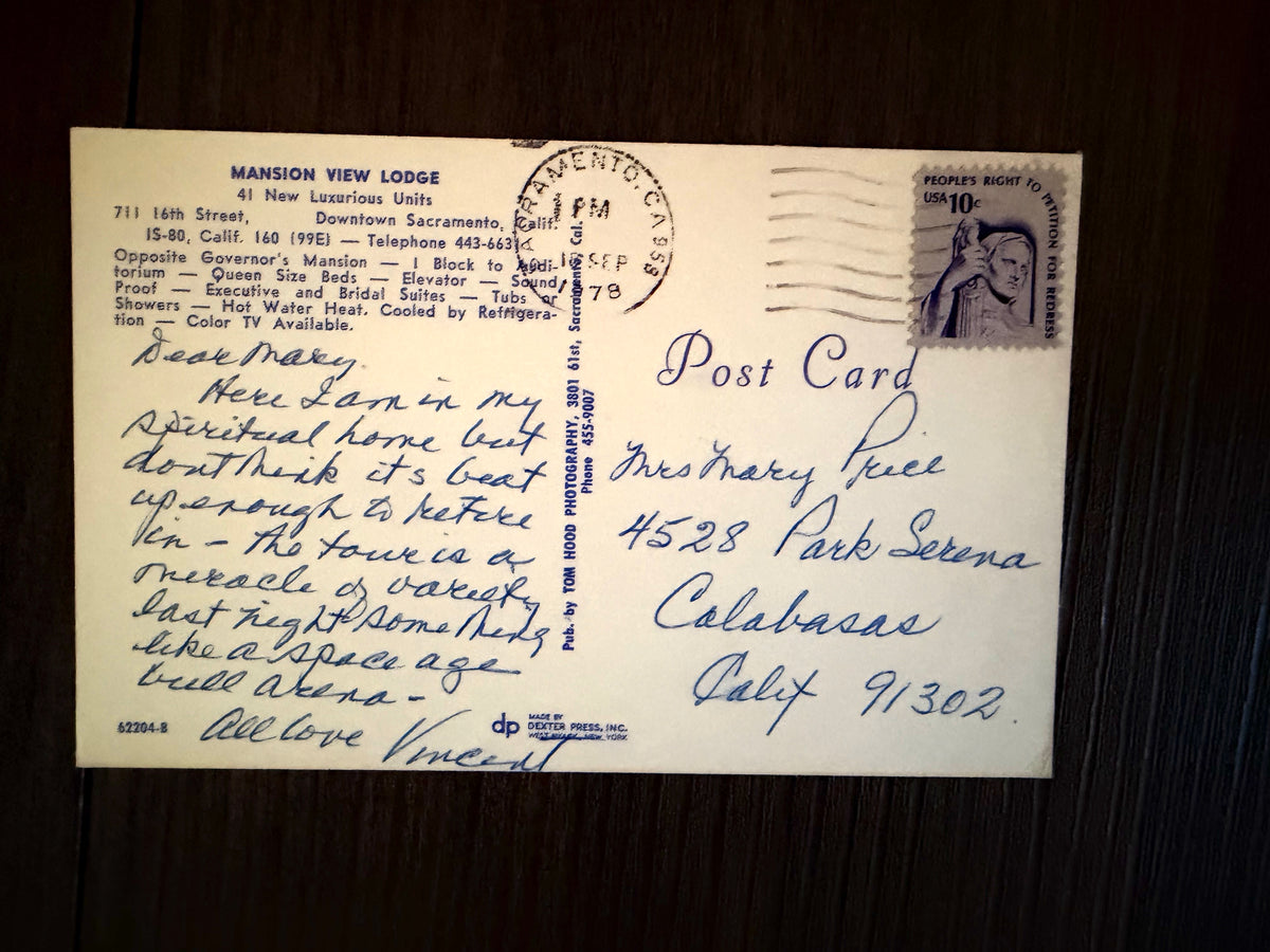 Postcard from Vincent: Sacramento CA 1978
