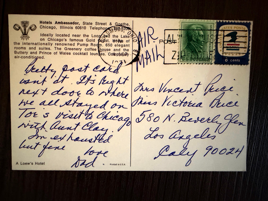 Postcard w/ Doodle from Vincent: Chicago 1971