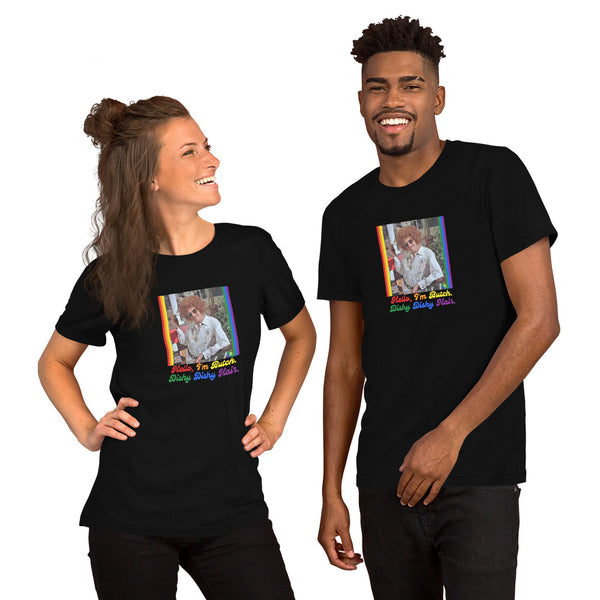 Two people wearing black t-shirts with 'GOD OVER EVERYTHING' text on a white background